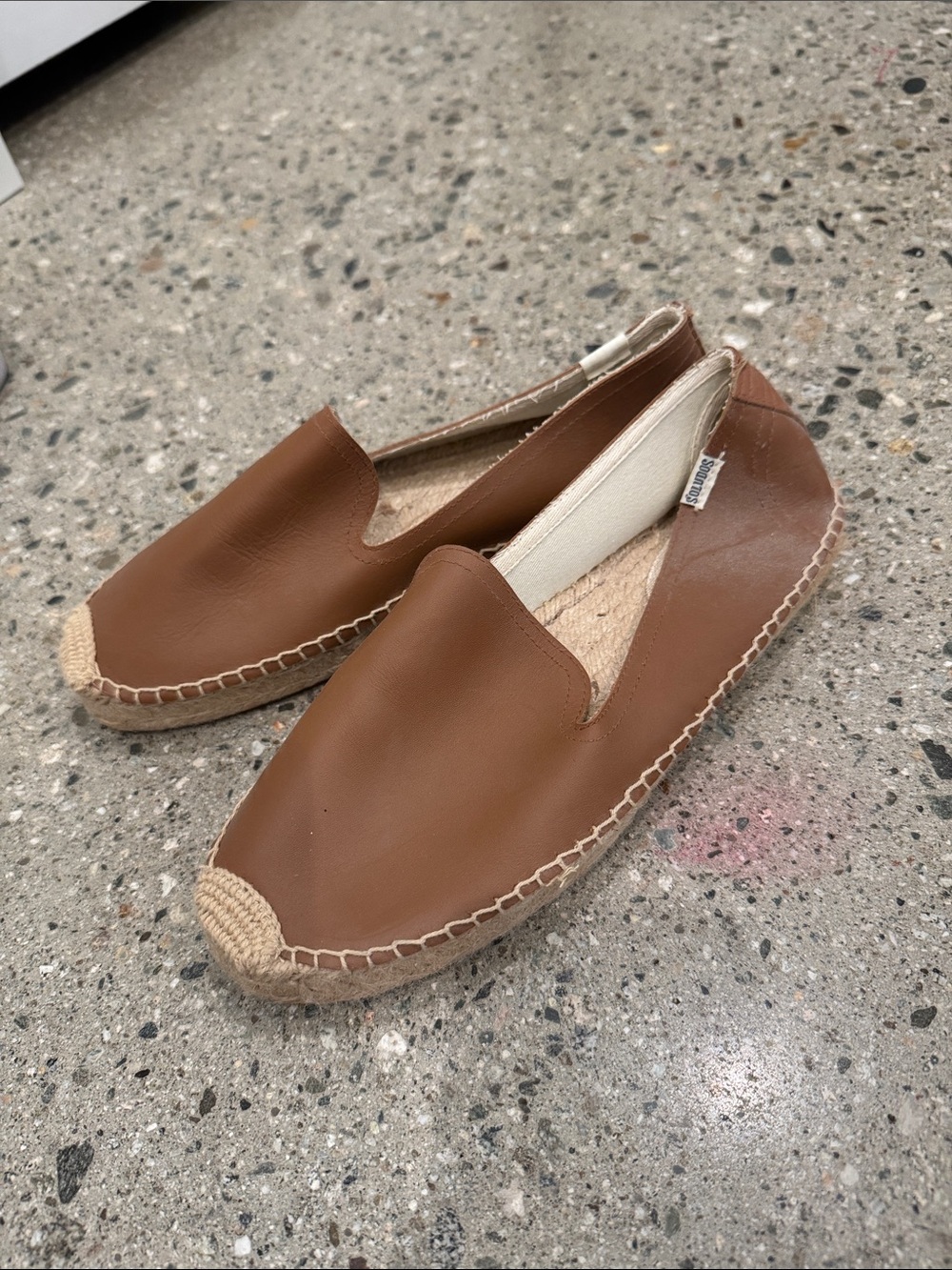 Soludos Brown Leather Espadrille Slip-On Flats